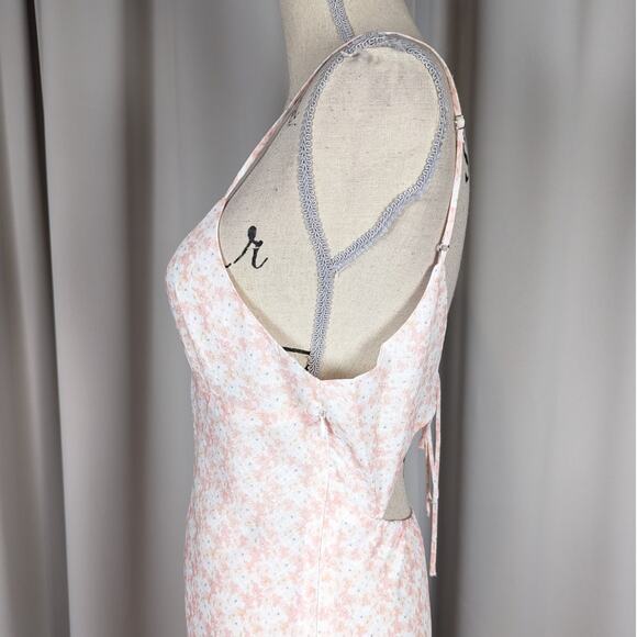 Cotton Candy LA Floral Print Spaghetti Strap Maxi Dress Blush Pink Size L - Picture 8 of 16